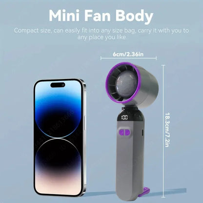 Handheld Mini Fan 3 In1 Portable Fan Rechargeable Handheld Turbo Fans 5 Speed USB Foldable Portable Neck Hanging Fans