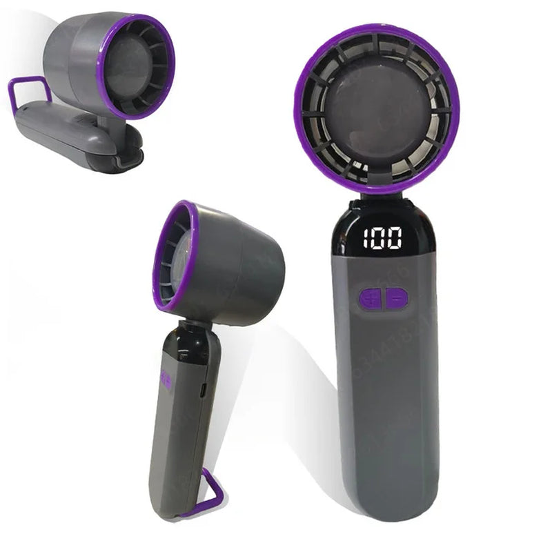 Handheld Mini Fan 3 In1 Portable Fan Rechargeable Handheld Turbo Fans 5 Speed USB Foldable Portable Neck Hanging Fans