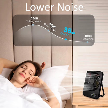 Foldable Table Fan Mini Portable Desk Fan 5 Gear USB Rechargerable Wall Hanging Fan Student Desktop Table Fan for Office Home