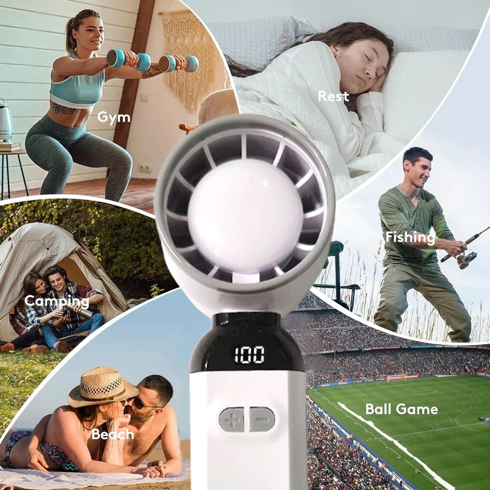 Handheld Mini Fan 3 In1 Portable Fan Rechargeable Handheld Turbo Fans 5 Speed USB Foldable Portable Neck Hanging Fans