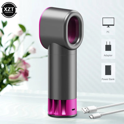 Portable Bladeless Fan Mini Handheld Fan USB Rechargeable Ultra Quiet Fans Air Cooler Fans for Desktop Outdoor Office Air Cooler