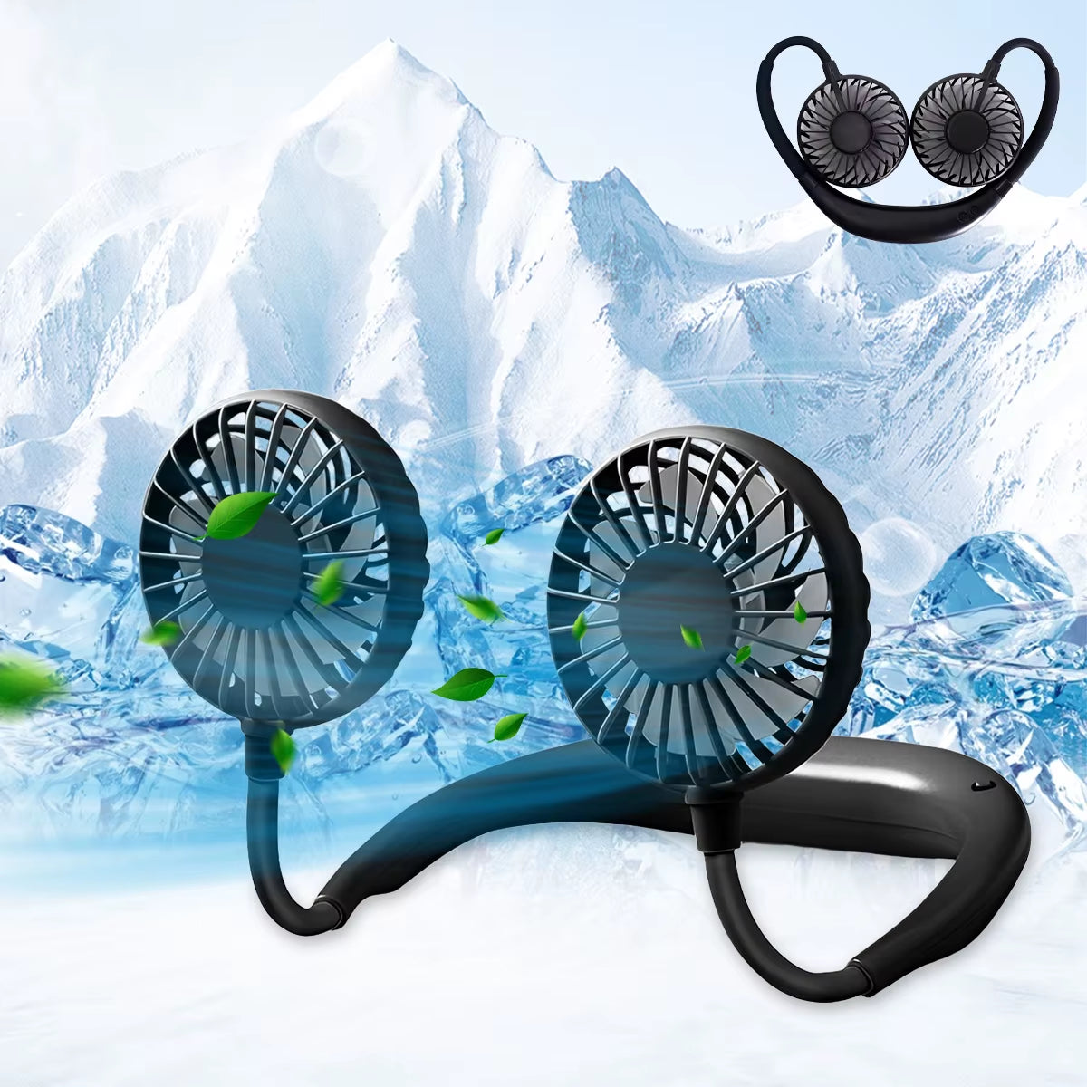 Portable Hanging Neck Fans 3-Speed Adjustable Neck Dual Fan USB Rechargeable Home Officeoutdoor Travel