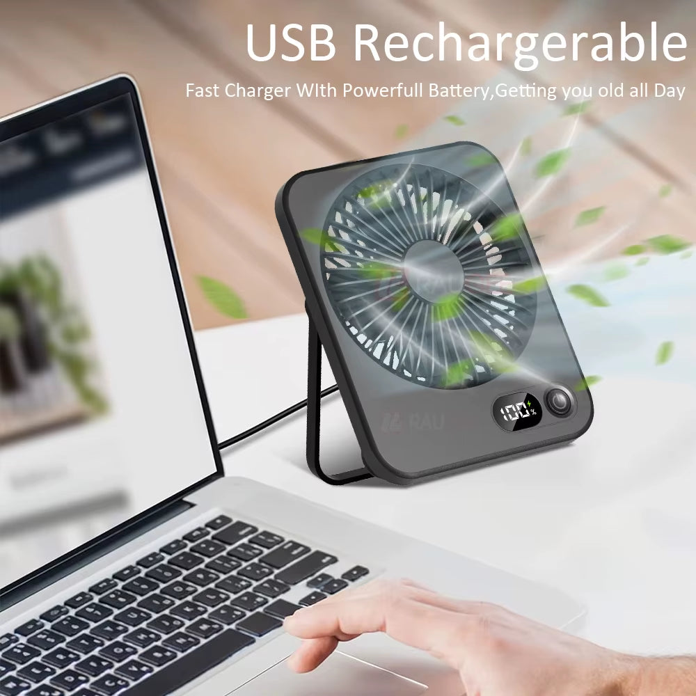Foldable Table Fan Mini Portable Desk Fan 5 Gear USB Rechargerable Wall Hanging Fan Student Desktop Table Fan for Office Home