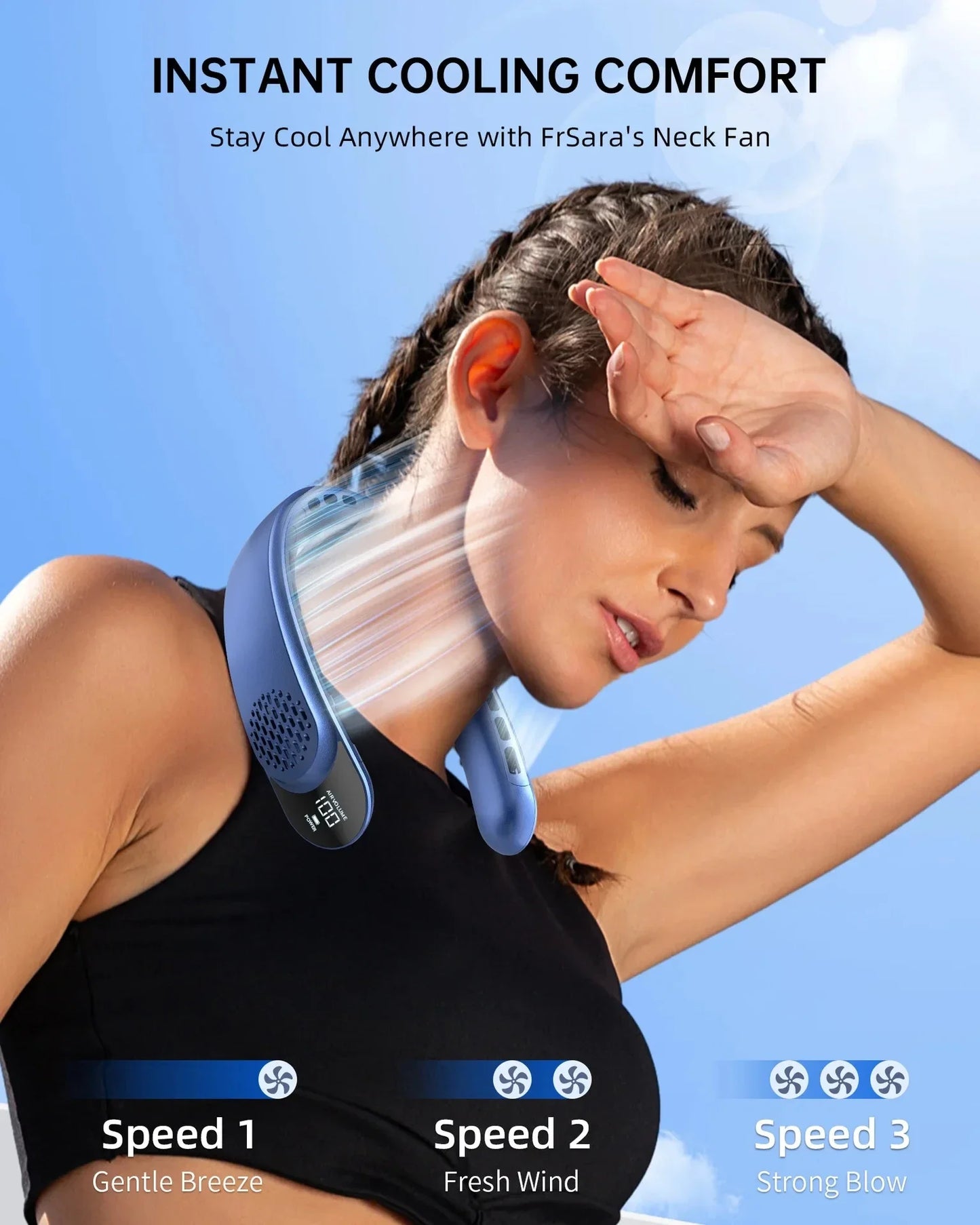 Zai Xiao Neck Fan Cooling Rechargeable Air Conditioning Fans Air Cooler 4000Mah Air Conditioner 3 Speed for Outdoor Sports