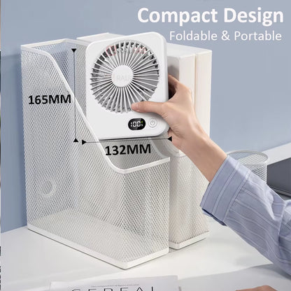 Foldable Table Fan Mini Portable Desk Fan 5 Gear USB Rechargerable Wall Hanging Fan Student Desktop Table Fan for Office Home