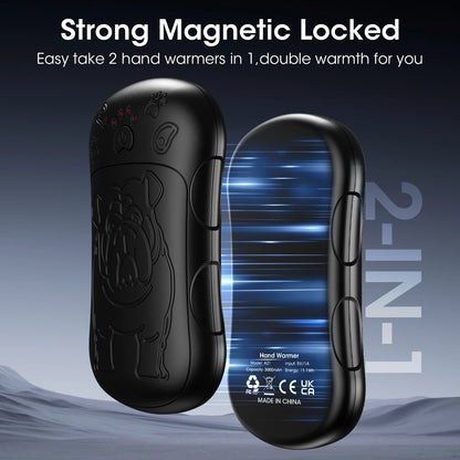 Hand Warmers Rechargeable 2 Pack Strong Magnetic 18Hrs Longer Heating Portable Pocket-Sized Hand Warmer 6000Mah USB Hot Heater