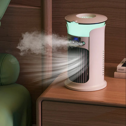 Mute Desktop USB Mini Portable Air Conditioner Fan for Room Home Camping Humidifier Water Mist Cooling Fan Night Lamp Air Cooler