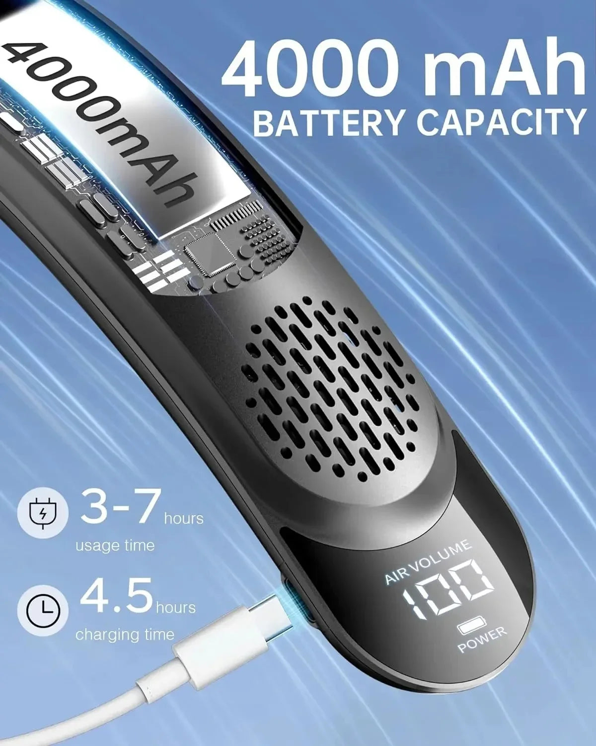 Zai Xiao Neck Fan Cooling Rechargeable Air Conditioning Fans Air Cooler 4000Mah Air Conditioner 3 Speed for Outdoor Sports
