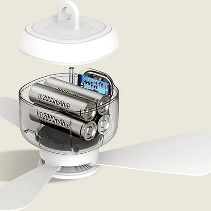 Portable Ceiling Fans 8000Mah Outdoor Camping Fan Tent Ventilator Cooler Rechargeable Electric Fan Remote Control LED Lighting