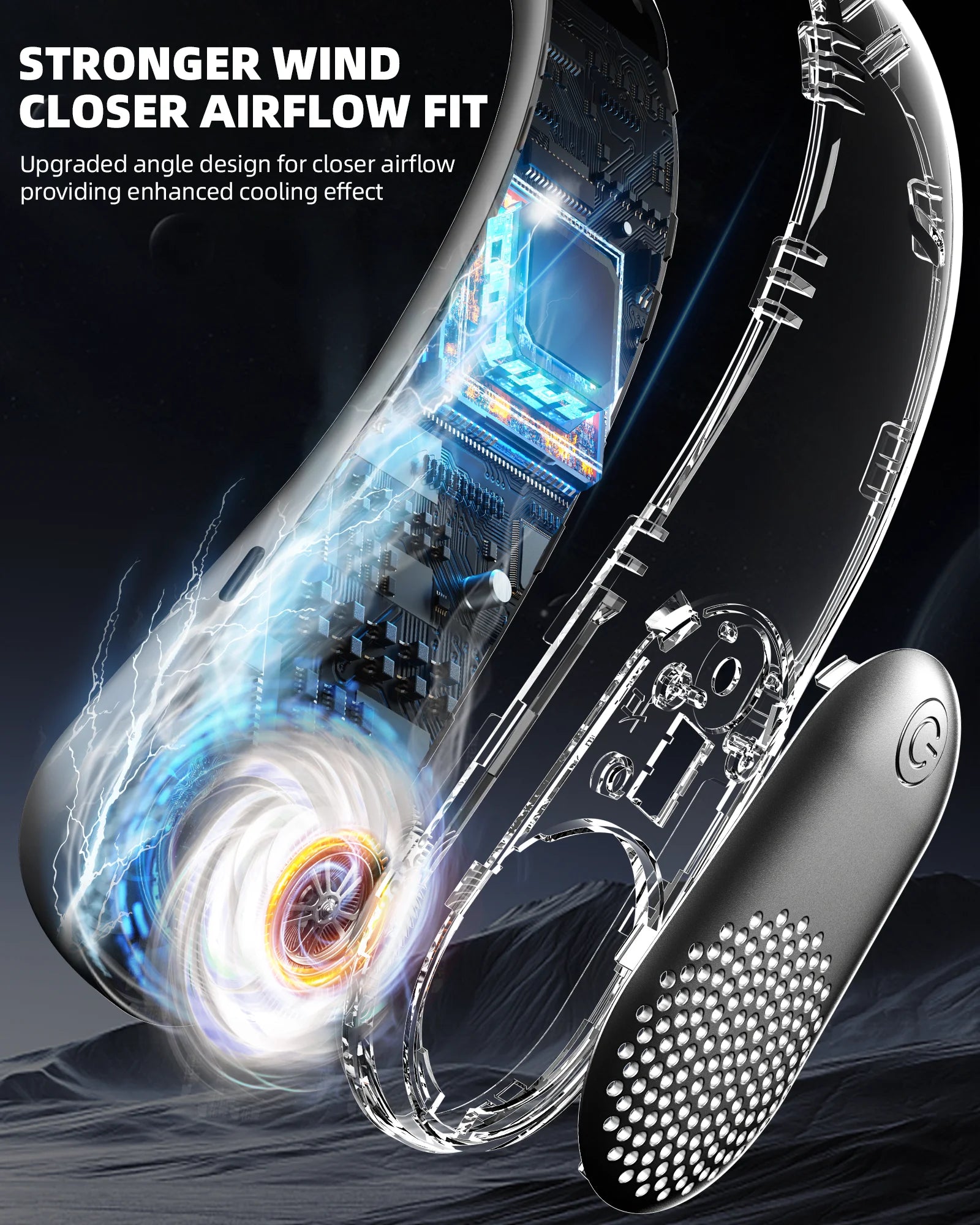 Portable Neck Fan, 4000Mah Rechargeable Battery, LED Display,Personal Fan Headphone Design, 3 Speeds – Ideal Gift for Women & Men
