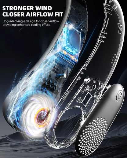 Portable Neck Fan, 4000Mah Rechargeable Battery, LED Display,Personal Fan Headphone Design, 3 Speeds – Ideal Gift for Women & Men