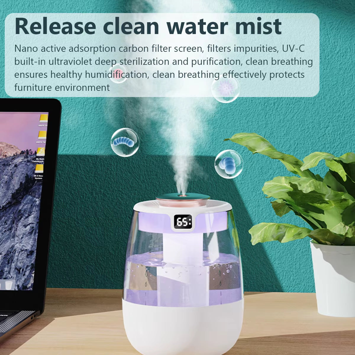 1.3L Air Humidifier Double Spray Port Cool Mist Maker Fragrance Diffuser Home Office Essential Oil Aroma Humidificador Purifier