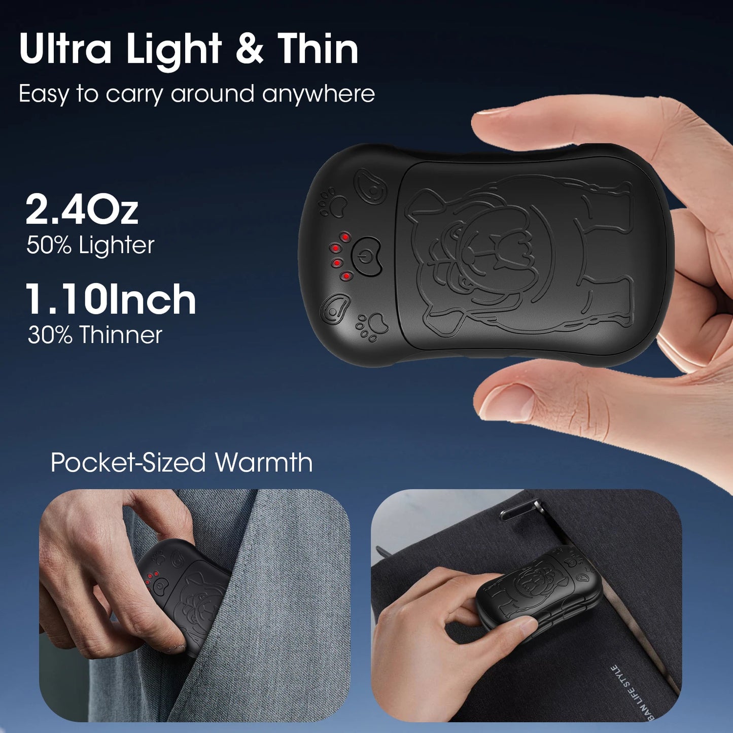 Hand Warmers Rechargeable 2 Pack Strong Magnetic 18Hrs Longer Heating Portable Pocket-Sized Hand Warmer 6000Mah USB Hot Heater