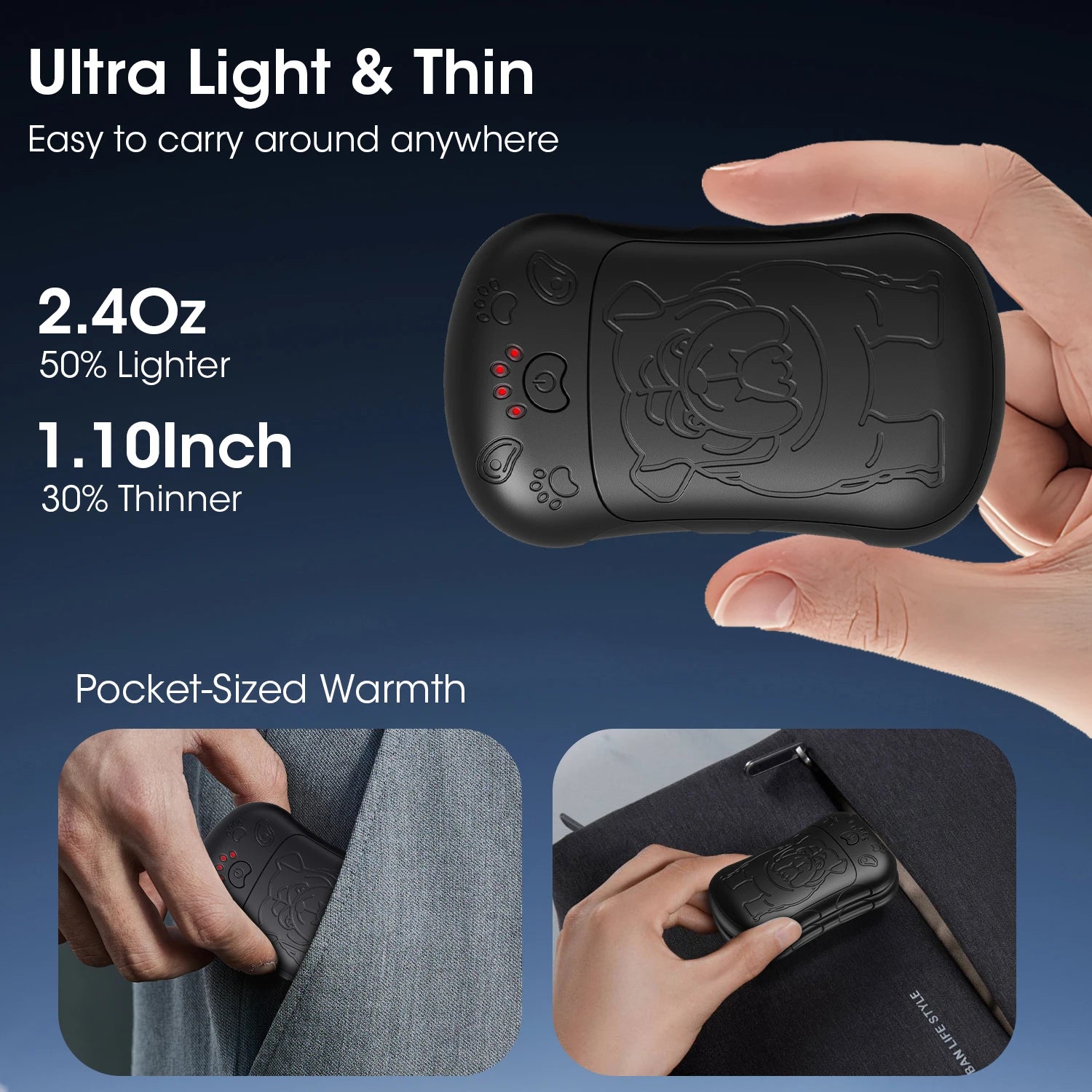 Hand Warmers Rechargeable 2 Pack Strong Magnetic 18Hrs Longer Heating Portable Pocket-Sized Hand Warmer 6000Mah USB Hot Heater