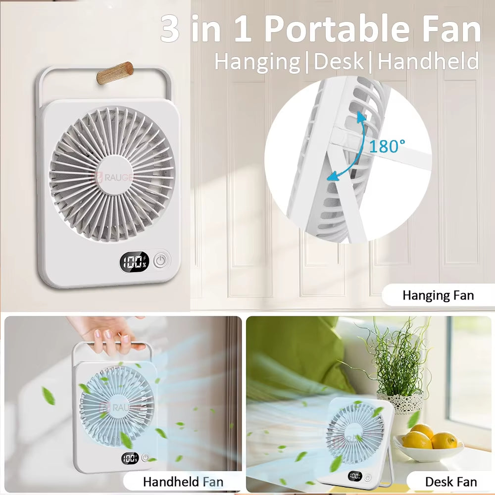 Foldable Table Fan Mini Portable Desk Fan 5 Gear USB Rechargerable Wall Hanging Fan Student Desktop Table Fan for Office Home