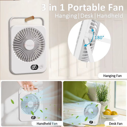 Foldable Table Fan Mini Portable Desk Fan 5 Gear USB Rechargerable Wall Hanging Fan Student Desktop Table Fan for Office Home