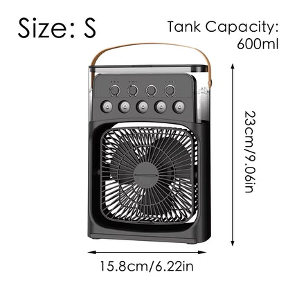 Portable Mini Fan 3 in 1 Cooler Home House LED USB Desk Bedroom Indoor Air Conditioner Humidifier Fans Summer Cool Living Room