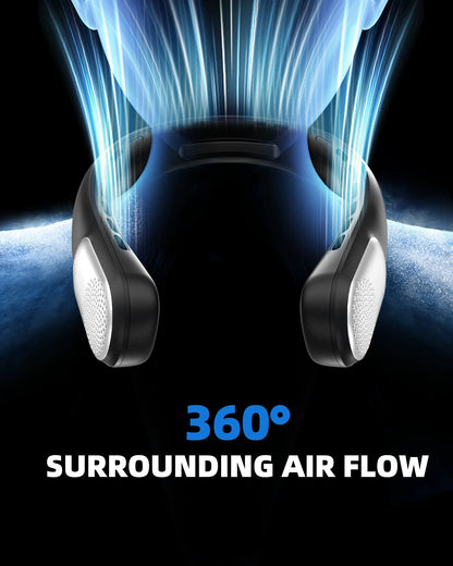 Portable Neck Fan, 4000Mah Rechargeable Battery, LED Display,Personal Fan Headphone Design, 3 Speeds – Ideal Gift for Women & Men